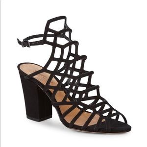 Oberlyn Suede Strappy Black Heel Sandals